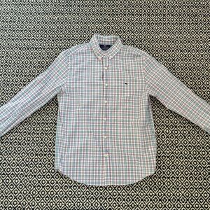 Vineyard Vines Men's Blue and Pink Checkered Shirt. Slim Fit Tucker Shirt Size M